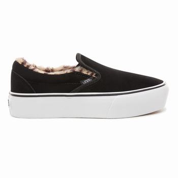 Vans Suede Classic Slip-On - Naisten Platform kengät - Mustat/Leopardi